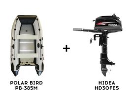 Лодка ПВХ POLAR BIRD PB-385M New Merlin (Кречет) + 2х-тактный лодочный мотор HIDEA HD30FES