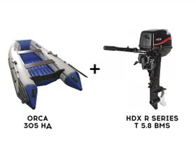 Лодка ПВХ ORCA 305 НД + 2х-тактный лодочный мотор HDX R SERIES T 5.8 BMS