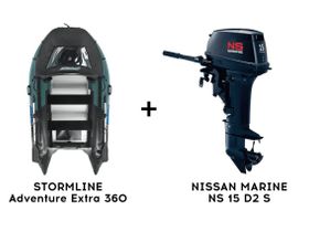Лодка ПВХ STORMLINE Adventure Extra 360 + 2х-тактный лодочный мотор NISSAN MARINE NS 15 D2 S