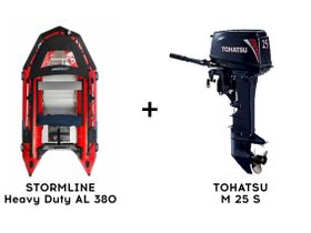 Лодка ПВХ STORMLINE Heavy Duty AL 380 + 2х-тактный лодочный мотор TOHATSU M 25 S