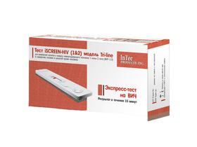 Экспресс-тест iSCREEN-HIV (1&2) Tri-line для выявления антител ВИЧ 1 и 2 по цельной крови, сыворотке или плазме, 10 тест-кассет/упаковка, Китай ("InTec Products, Inc.")