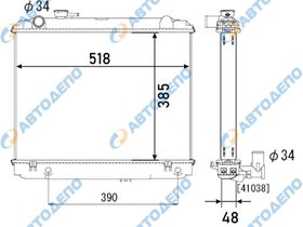 Радиатор охлаждения двигателя. TOYOTA DYNA, TOYOACE LY101, LY111, LY131, LY102, LY132, LY162, LY112 TO-0385-48-AT-K