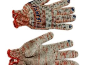 Перчатки трикотажные 4-х нитка с синт нитью 3х/б+ 1 синт. Нить ("Гангут") Гамма-микс с ПВХ