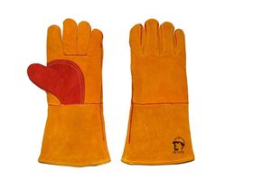 Краги спилковые КЕ1476 с кевларовой нитью, цв желт-красн