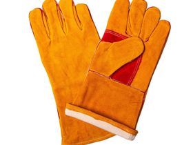 Краги спилковые КЕ1474 с кевларовой нитью, цв желт-красн