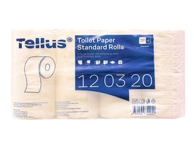 Бумага туалетная Tellus Premium/Премиум 2-х слойная, в рулоне, 184 листа, 23 метра/рулон, 8 рулонов/упаковка, Россия (ООО "ЭвоКом") 120320-27