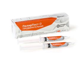Паста ПолирПаст-D-предварительная с алмазным наполнителем для предварительной полировки композитов и керамики, 2 шприца*3 мл, Россия (ООО "НКФ Омега-Дент")