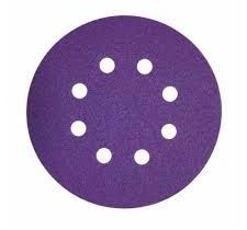 Deerfos Шлиф круг на плёнке BORA1 125мм на липучке Р120, 8 отв, фиолетовый (100 шт/кор)