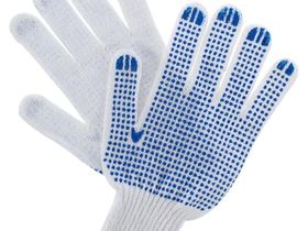 Перчатки Х/Б с ПВХ рабочие белые 4 нити класс 10 L