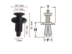 Клипса T-0001 (KJ-2294) автомобильная с резьбовым штырьком, 25шт.