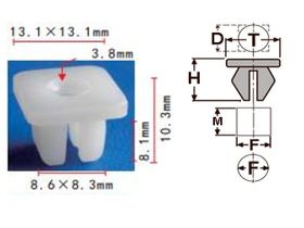 Клипса T-2007 (KJ-707) автомобильная под шуруп, 25шт.