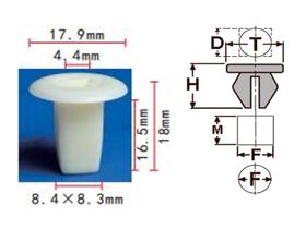 Клипса T-2017 (KJ-523) автомобильная под шуруп, 25шт.