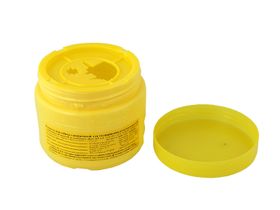 Емкость-контейнер "Олданс" класса Б, 0,5 л для сбора острых медицинских отходов, одноразовый (желтый, иглосъемник, резьбовая крышка, этикетка), Россия (ЗАО "Олданс")