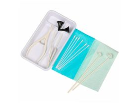 Набор оториноларингологический, одноразовый стерильный Suyun (воронка ушная, зеркало носовое, зеркало гортанное, пинцет, шпатель, палочка-тампон, салфетка)  Otoset01, Китай (Jiangsu Suyun Medical Materials Co., Ltd)