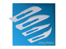 Лезвие для скальпеля одноразовое Apexmed №21 из углеродистой стали, 100 шт/упаковка, Индия ("Aditya Dispomed Products Private Limited") 0601-01-21