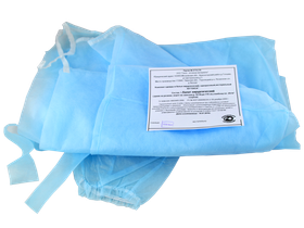 Халат хирургический длина 110 см нестерильный, спанбонд плотность 25 г/м2, ворот на завязках, рукав на резинке (голубой), размер 52-54, Россия (Гекса-нетканые материалы)