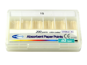 Штифт Медента эндоканальный абсорбирующий бумажный, размер №15, конусность стандартная 02, 200 шт/упаковка, Республика Корея (Meta Biomed Co., Ltd.) ABS15 P21