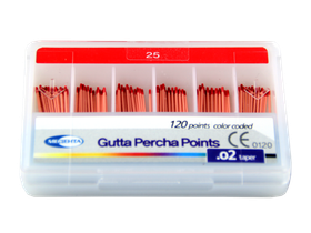 Штифт Медента эндоканальный гуттаперчевый, размер №25, конусность стандартная 02, 120 шт/упаковка, Республика Корея (Meta Biomed Co., Ltd.) GUT25 P21M