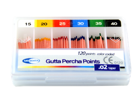 Штифт Медента эндоканальный гуттаперчевый, размер №15-40, конусность стандартная 02, 120 шт/упаковка, Республика Корея (Meta Biomed Co., Ltd.) GUT15-40 P21M