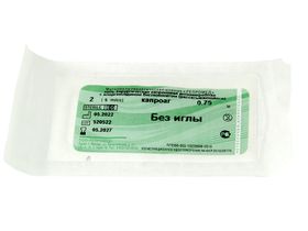 Капроаг (нить хирургическая капроновая антимикробная с хлоргексидином биглюконатом) EP(5), USР(2), длина 75 см, без иглы, Россия (ООО "Репромед")