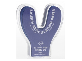 Бумага артикуляционная Бауш ВК 03 (200 мкм), синяя (подкова), 50 листов (в раздаточном устройствe), Германия (Dr. Jean Bausch GmbH &Co. KG) 19610