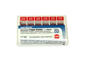 Штифт стоматологический бумажный (Paper points) конусность (taper) 02, размер №25, 200 шт/упаковка, Китай V010550029025