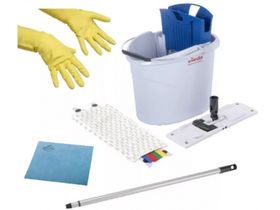 Набор УльтраСпид Мини Комплекс (ведро 10л с отжимом и ручкой, моп, перчатки резиновые р-р М), 10 л, синий, с маркировкой "Vileda Professional"  161099