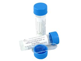 Набор для взятия проб на энтеробиоз по методу Рабиновича (полистироловый шпатель с клеевым слоем, контейнер, раствор клеола, ), 40 наборов/упаковка, Россия (ООО "НПО "Эквус")