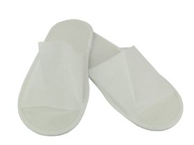Тапочки с открытым мысом из нетканного материала спанбонда + ПВХ "Эконом", подошва ЭВА, белые, в упаковке 10 пар, Россия ( ООО"Фабрика № 1") М-5