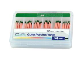 Штифт Медента эндоканальный гуттаперчевый, рр №35, кон. 04, 60 шт/уп., Meta Biomed 04GUT35 P21