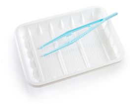 Пинцет полимерный одноразовый стерильный, длина 150 мм в лотке, Россия (Полимерные изделия)