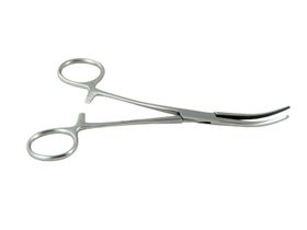 Зажим кровоостанавливающий, зубчатый, изогнутый №1, 158 мм, Пакистан (Sammar International) З-53 П