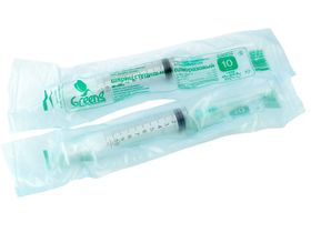 Шприц 10 мл (см3) с иглой 21G*1 1/2 (0,8*38/40 мм) одноразовый (Greens) стерильный, 100 шт/ картонная упаковка, Китай (Jiangxi Hongda Medical Equipment Group, Ltd)