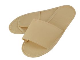 Тапочки с открытым мысом из нетканного материала спанбонда "Эконом" бежевые, в упаковке 10 пар, Россия ( Фабрика № 1) М-2