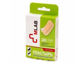 Пластырь MLAB медицинский стерильный, на нетканой основе, с антисептиком, для чувствительной кожи, телесного цвета, размер 72х19 мм., 20 штук/упаковка, Китай ("Чангжоу Хуалиань Хэлс Дрессинг Ко., Лтд") 688959