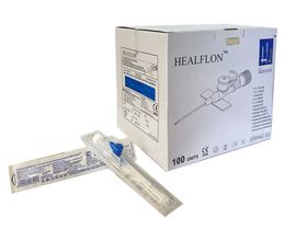 Канюля внутривенная Healflon 22G с катетером и инъекционным клапаном, 100 штук в упаковке, Индия (Harsoria Healthcare Pvt. Ltd.) 01220210IR