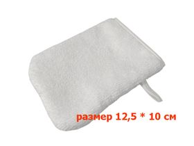 Варежка косметическая махровая, цвет белый, размер 12,5 х 10 см., Китай