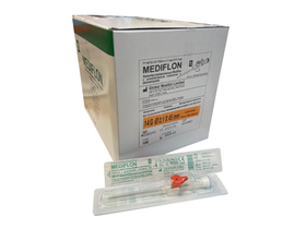 Катетер внутривенный "Mediflon" 14G с инжекторным клапаном и фиксаторами, 100 штук в упаковке, Индия ("Global Medikit Limited") 4020142