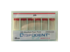 Штифт эндоканальный абсорбирующий бумажный "Dispodent", размер №25, конусность 02, 200 штук в упаковке, Вьетнам ("Перл Дент Ко., Лтд.")