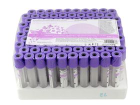 Пробирка вакуумная 4 мл, 13х75 мм с крышкой, с наклейкой (ЭДТАК3), 100 штук/упаковка, Китай ("Чжецзян Гундун Медикл Текнолоджи Ко., Лтд.")