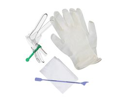 Набор изделий гинекологических для забора отделяемого шейки матки и влагалища одноразовый стерильный "Фемина" (зеркало по Куско, перчатки, салфетка, шпатель), размер L, 60 наборов/упаковка, Россия (ДиаКлон)