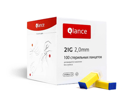 Ланцет Qlance Special 21G (0,8мм) стерильный автоматический желтый, 100 штук/упаковка, Китай ("Сучжоу Чжэнь У Медикал Ко., Лтд.")