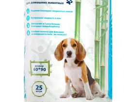 Пеленка для домашних животных Вианг Комореби гигиеническая одноразовая, размер 60*90 см, 25 штук/упаковка, КНР (Qingdao Yinaiya Household Paper Co., Ltd) 19127