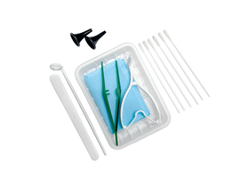 Набор оториноларингологический "Юнисет Лор" одноразовый стерильный, набор № 4 (зеркало носовое №30, шпатель для языка, воронка ушная №1,№3, пинцет, зонд А5-6 шт, салфетка, перчатки, лоток), Россия (ООО "Медицинские изделия")