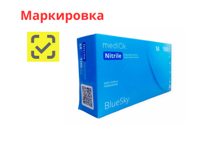 Перчатки MediOK Blue sky смотровые нитриловые неопудренные текстурированные нестерильные, цвет голубой, вес 4 г., размер M, 50 пар/упак., Китай ("Blue Sail Medical Co., Ltd.")