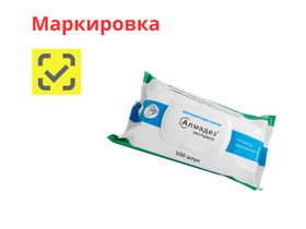 Салфетки дезинфицирующие "Алмадез-Экспресс" влажные (флоупак), 16х13,5 см., 100 штук/упаковка., Россия (ООО "Базовая Дезинфекция") САЛ-В-20