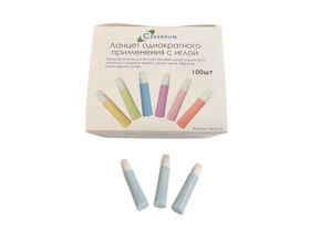 Ланцет "Cerebrum" (21G (1,8 мм) однократного применения, 100 шт/упаковка, Китай ("Shandong Lianfa Medical Plastic Products Co., Ltd") HD-02-2118