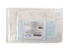 Маска трехслойная на резинках стерильная (голубая),  индивидуальная упаковка, Россия (Гекса-нетканые материалы)