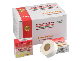 Лейкопластырь Leiko 2*500 см фиксирующий медицинский на тканевой основе (хлопковый), 24 катушки/упаковка, Китай (Jiangsu Nanfang Medical Co., Ltd.), 531224