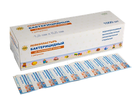 Лейкопластырь Leiko 1,9*5,5 см бактерицидный на полимерной основе с акриловым клеем (с рисунком), 1000 шт/упаковка, Китай (Jiangsu Nanfang Medical Co., Ltd.),213674